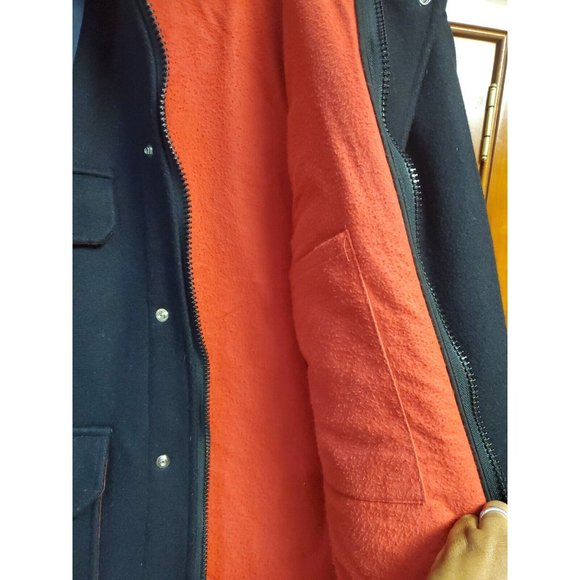 Johnson Woolen Mills Vintage Dark Blue Wool Hunting Coat AZ-20 Size 40 Hooded - Picture 5 of 7